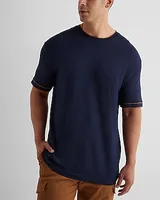 Relaxed Tipped Luxe Pique Crew Neck T-Shirt Blue Men's XS