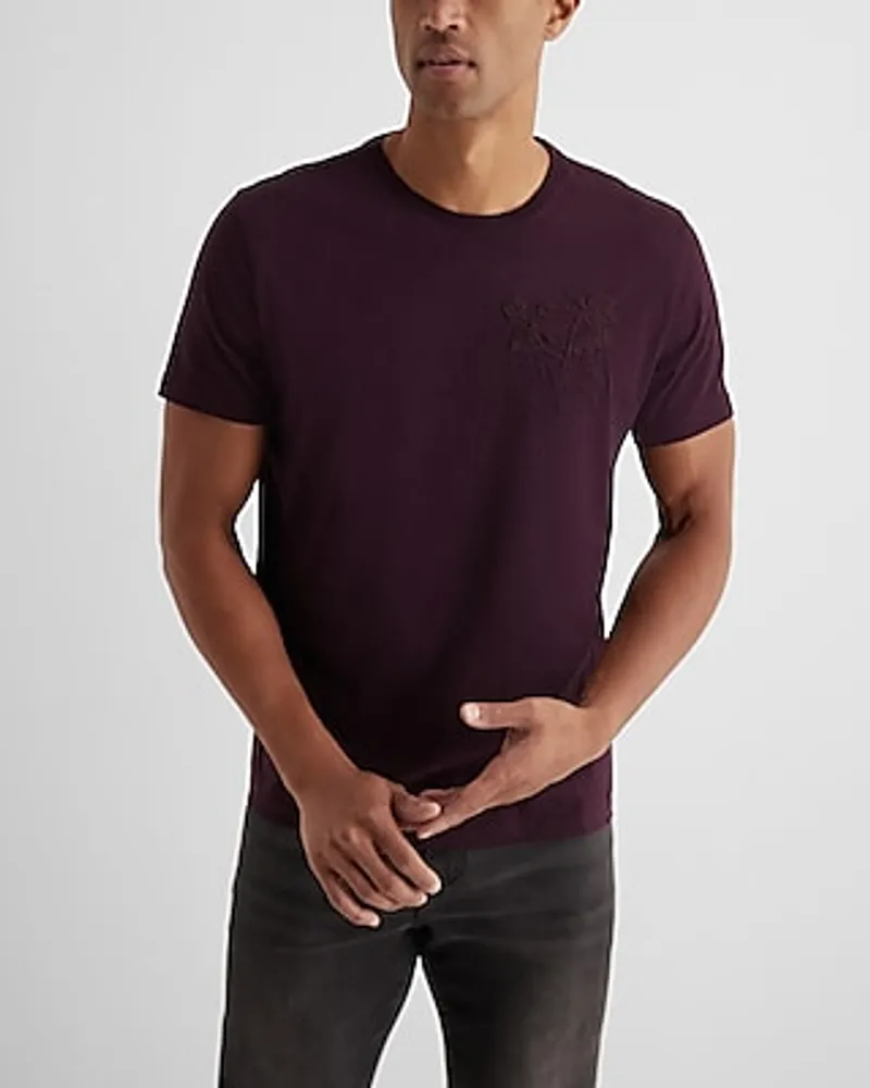 Embroidered Rose Graphic T-Shirt Purple Men's XS