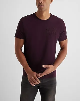 Embroidered Rose Graphic T-Shirt Purple Men's L