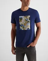 Round Foliage Graphic T-Shirt Blue Men's S