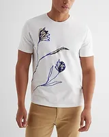 Embroidered Sketched Stem Graphic T-Shirt White Men's XL