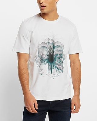 Flower Graphic T-Shirt White Men's XL
