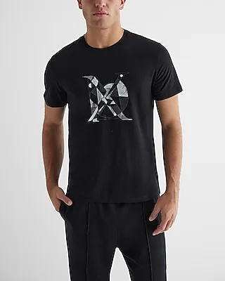 X Logo Shape Graphic Perfect Pima Cotton T-Shirt Men's M Tall