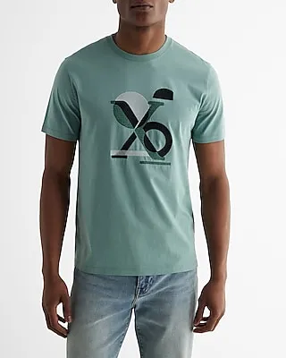 Big & Tall Embroidered Geo X-Logo Perfect Pima Cotton Graphic T-Shirt Green Men's XXL