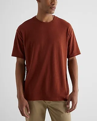 Relaxed Linen Blend T-Shirt Brown Men's XL
