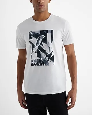 Abstract Parrot Graphic T-Shirt White Men's L Tall