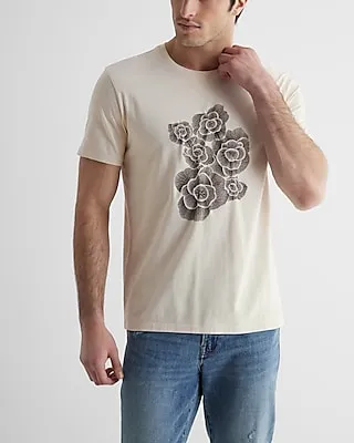 Embroidered Floral Graphic Perfect Pima Cotton T-Shirt Neutral Men's S