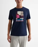 Abstract Perfect Pima Cotton Graphic T-Shirt Blue Men's M Tall