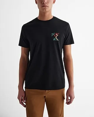 Tropical X-Logo Graphic Perfect Pima Cotton T-Shirt Black Men's XS