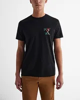 Tropical X-Logo Graphic Perfect Pima Cotton T-Shirt Black Men's Tall