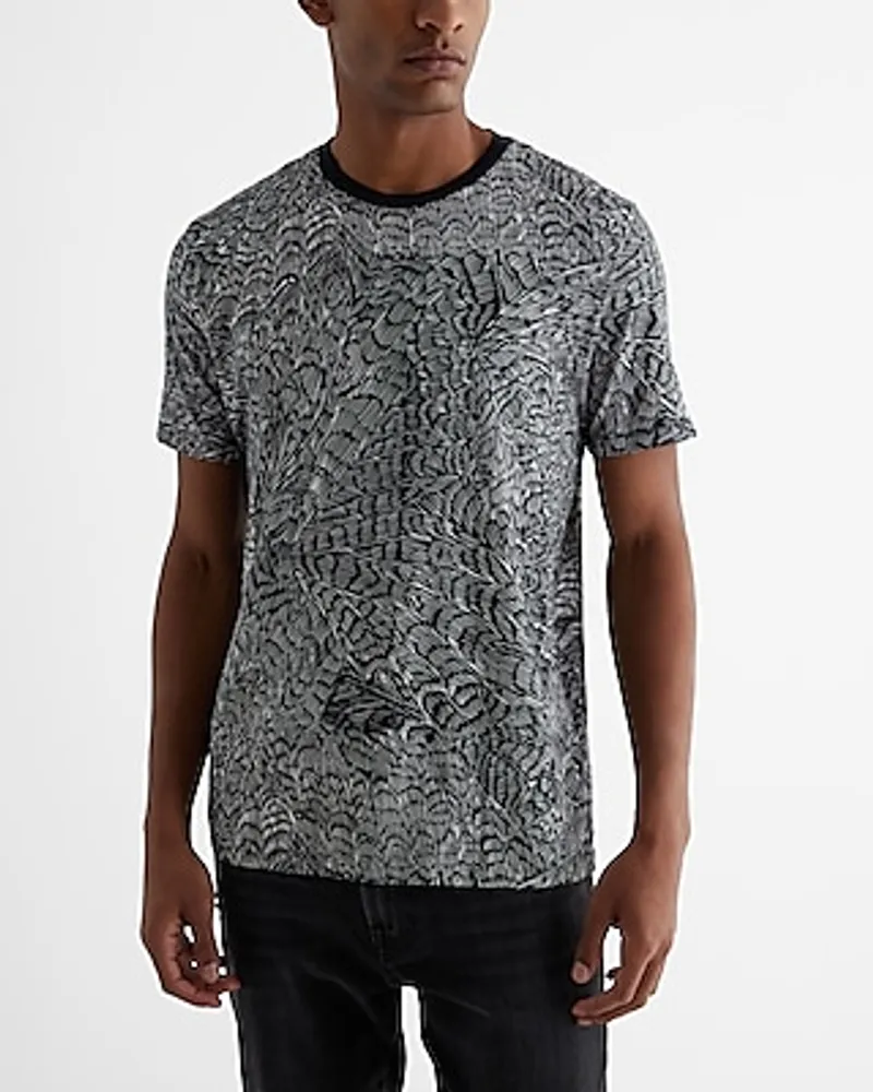 Abstract Print Perfect Pima Cotton T-Shirt Black Men's XXL Tall