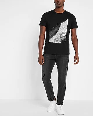 Black White Water Graphic T-Shirt Black Men's S