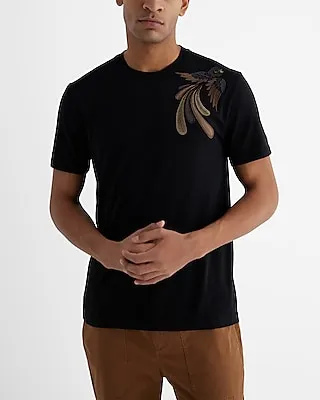 Embroidered Bird Graphic Perfect Pima Cotton T-Shirt Men