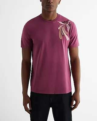 Embroidered Bird Graphic Perfect Pima Cotton T-Shirt Purple Men's S