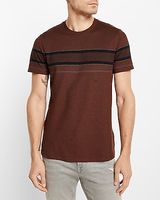 Striped Pique Crew Neck T-Shirt Brown Men's XL