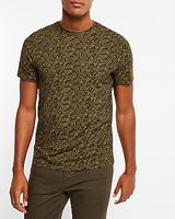 Olive Green Printed Moisture-Wicking Performance T-Shirt Green Men's M