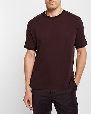 Solid Tipped Relaxed Crew Neck T-Shirt