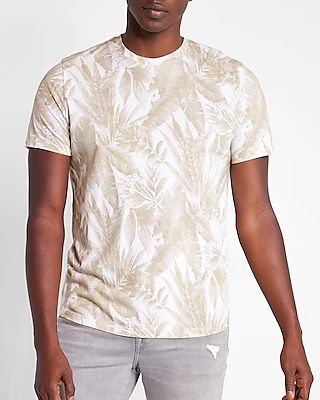 Palm Print Crew Neck T-Shirt White Men's XL