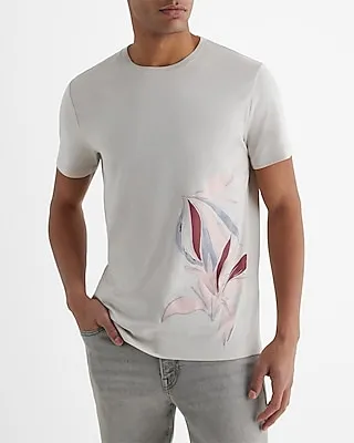 Big & Tall Falling Palm Graphic Perfect Pima Cotton T-Shirt White Men's XXL