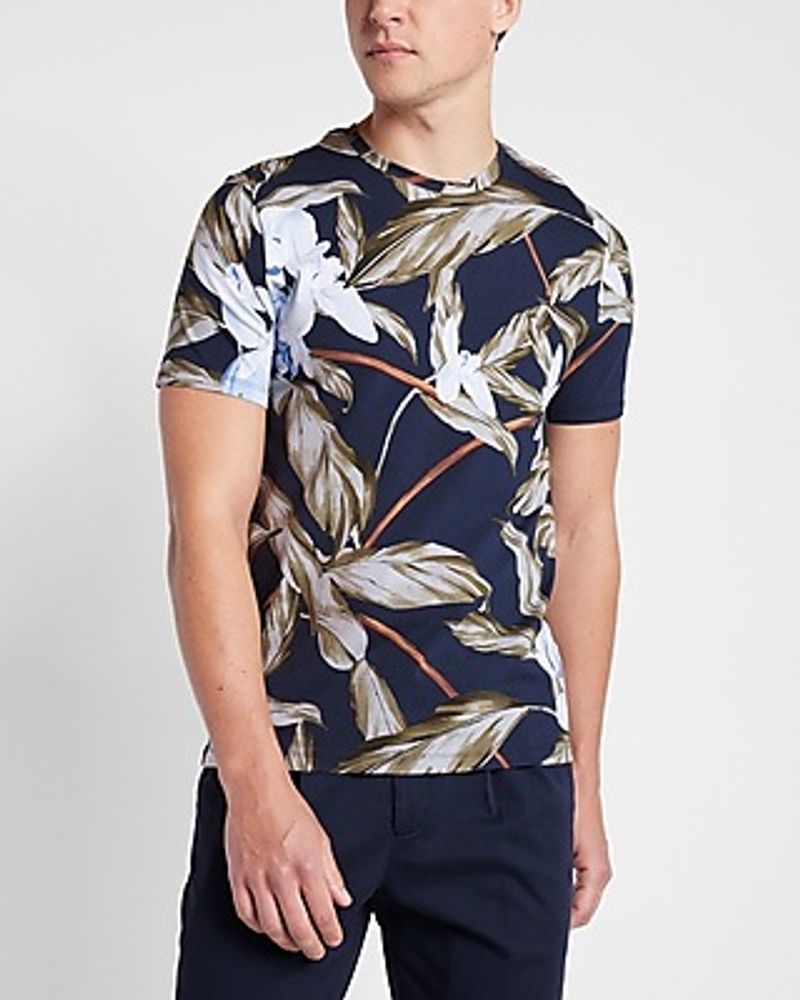 Floral Moisture-Wicking Performance T-Shirt Blue Men's L