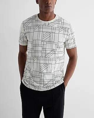 Line Print Perfect Pima Cotton T-Shirt White Men's