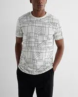 Line Print Perfect Pima Cotton T-Shirt White Men's S