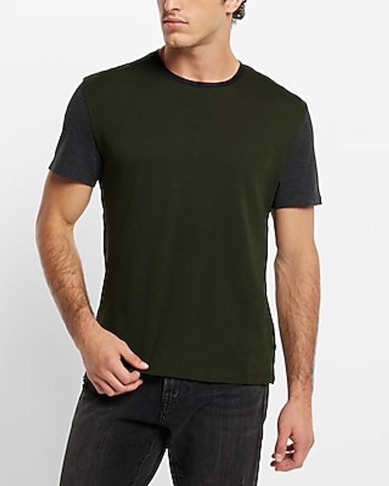 Color Block Crew Neck T-Shirt Green Men's M