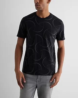 Geo Print Perfect Pima Cotton T-Shirt Black Men's XS