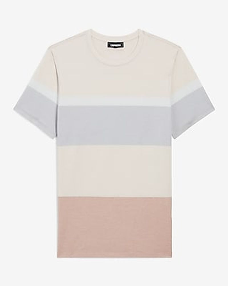 Striped Pique Crew Neck T-Shirt Neutral Men's S