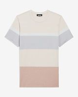 Striped Pique Crew Neck T-Shirt Neutral Men's S