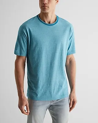 Relaxed Striped Collar Perfect Pima Cotton T-Shirt Blue Men's