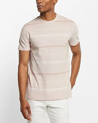 Striped Luxe Pique Crew Neck T-Shirt Brown Men's XS