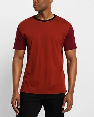 Color Block Perfect Pima Cotton Crew Neck T-Shirt Brown Men's XS