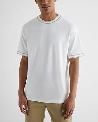 Relaxed Solid Tipped Luxe Pique T-Shirt White Men's XS