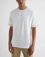 Relaxed Solid Tipped Luxe Pique T-Shirt White Men's XL