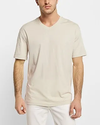 Relaxed Solid Perfect Pima Cotton Ribbed V-Neck T-Shirt Neutral Men's S