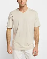 Relaxed Solid Perfect Pima Cotton Ribbed V-Neck T-Shirt