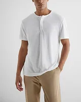 Linen-Blend Henley Neutral Men's XL