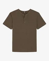 Linen-Blend Henley Green Men's XS