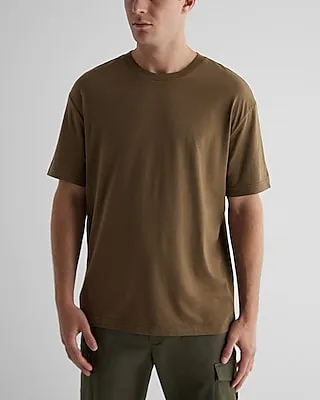 Crew Neck Perfect Pima Cotton T-Shirt Brown Men's S