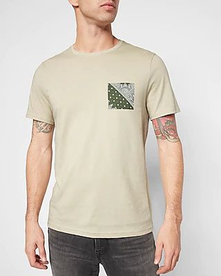 Beige Pocket Square Graphic T-Shirt Gray Men's XL