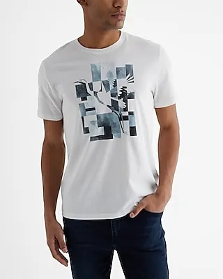 Cubed Crane Perfect Pima Cotton Graphic T-Shirt White Men's Tall