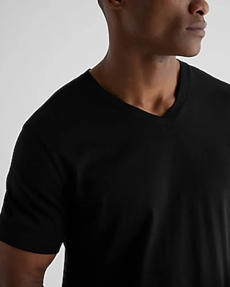 V-Neck Perfect Pima Cotton T-Shirt Black Men's XL