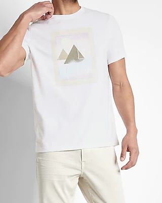 White Geo Print Graphic T-Shirt