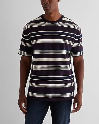 Relaxed Striped Luxe Pique T-Shirt Purple Men's L