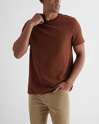 Big & Tall Mini Geo Striped Cotton-Blend Jacquard T-Shirt Brown Men's XXL