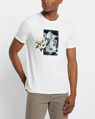 Floral Graphic T-Shirt White Men's XL Tall