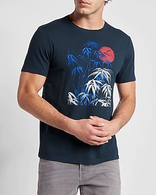 Navy Tropical Graphic T-Shirt Blue Men's L
