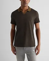 Tipped Geo Johnny Collar Luxe Pique Polo