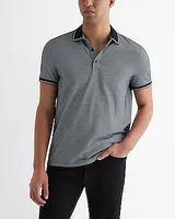 Mini Geo Cotton-Blend Jacquard Polo Black Men's S